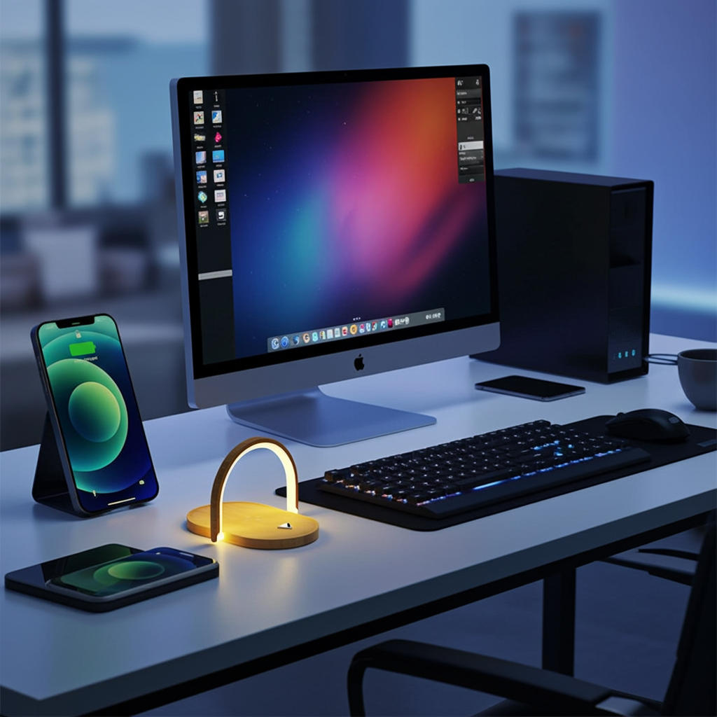 3 In 1 Foldable Wireless Charger Night Light Wireless Charging Station Stonego LED Reading Table Lamp 15W Fast Charging Light